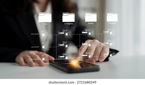 Task workflow system showing document progress through stages. Task tracking improves productivity, ensures visibility, task tracking supports planning, and task tracking manages status. Latch