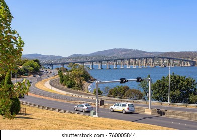 Tasman Highway Bridge Over The Derwent River In Hobart - Tasmania, Australia