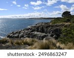 Tasmania, Australia - 12.25.2021 Rock and water in Mersey bluff Devonport, Tasmania, Australia