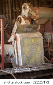 Tasmania, Australia-January 27, 2013. Detail Of Old Farm Machinery Made The Australian Manufacturer Sunshine Harvester Works