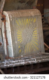 Tasmania, Australia-January 27, 2013. Detail Of Old Farm Machinery Made The Australian Manufacturer Sunshine Harvester Works