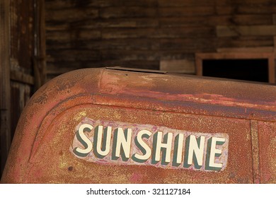 Tasmania, Australia-January 27, 2013. Detail Of Old Farm Machinery Made The Australian Manufacturer Sunshine Harvester Works