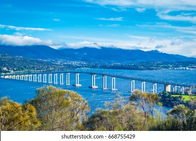 Tasmania Bridge Hobart On Blue Sky