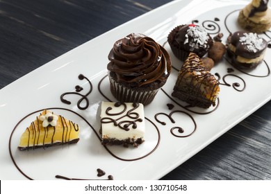 Tasting Of Wine And Pattie Chocolate Pastries.