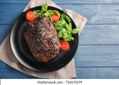 Tasty Baked Turkey Meatloaf On Table