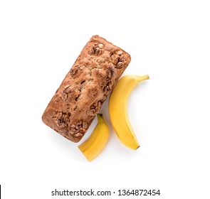 Tasty Banana Bread On White Background