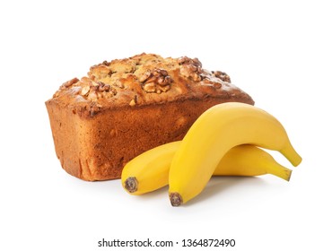 Tasty Banana Bread On White Background