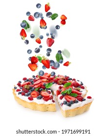 Tasty Berry Pie On White Background