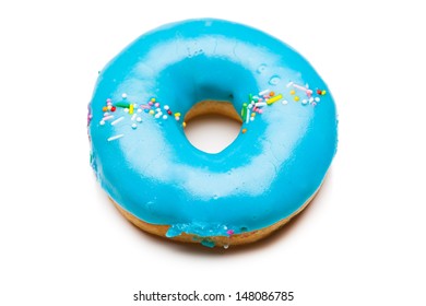 Tasty Blue Donut, Isolated On White