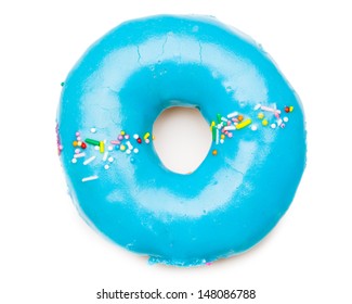 Tasty Blue Donut, Isolated On White