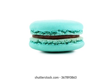 Tasty Blue Macarons Isolated On White