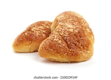 Tasty Bread Rolls, Sweet Buns, Close-up, Isolated On White Background