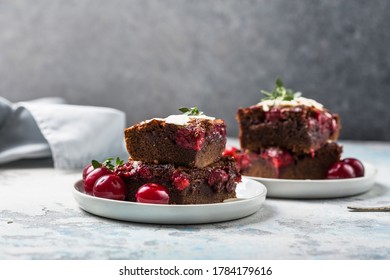 Tasty Cherry Brownie  Or Blonde Lies In A Plate.