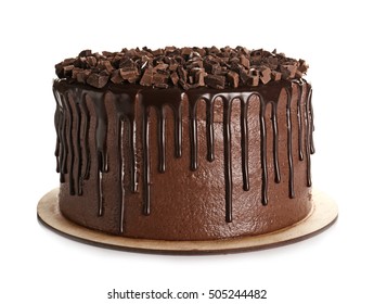 Tasty chocolate cake isolated on white - Shutterstock ID 505244482