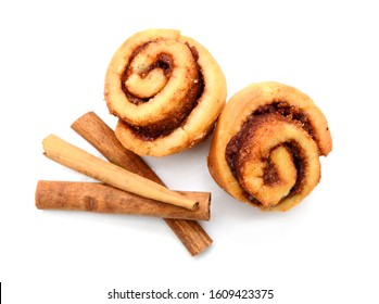 Tasty Cinnamon Roll Isolated On White Background