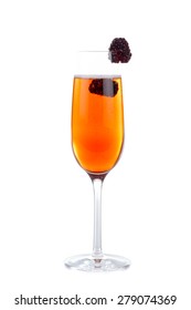 Tasty cocktail with champagne and currant liqueur called Kir Royal.