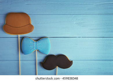 Tasty cookies on blue  wooden background - Powered by Shutterstock