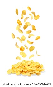 Tasty crispy corn flakes on white background - Shutterstock ID 1576924693