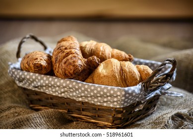 Tasty Croissants In A Basket