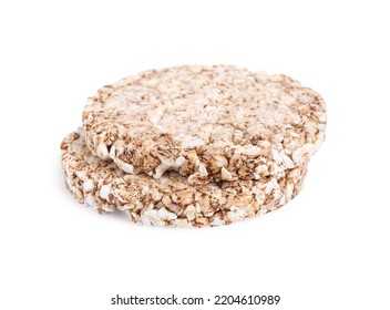 Tasty Crunchy Buckwheat Cakes On White Background