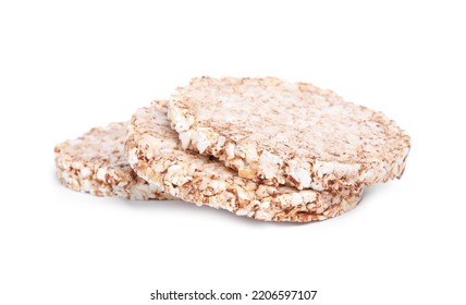 Tasty Crunchy Buckwheat Cakes On White Background