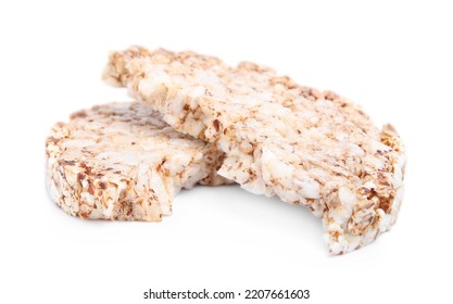 Tasty Crunchy Buckwheat Cakes On White Background