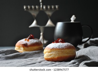 Tasty donuts. Hannukkah celebration concept