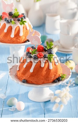 Tasty Easter ring cake as classic Easter dessert. Traditional polish easter dessert.