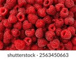 Tasty fresh raspberry as a background. Top view.  