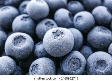 Tasty frozen blueberries, closeup view
