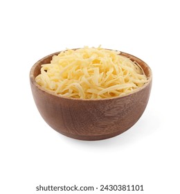 Tasty grated cheese in bowl isolated on white - Powered by Shutterstock