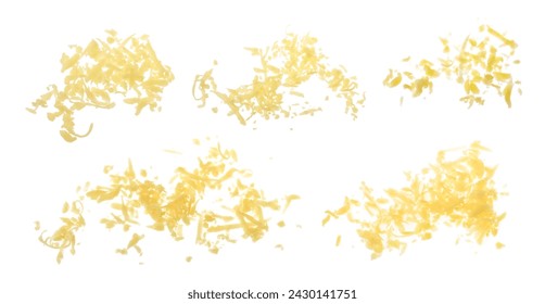 Tasty grated cheese isolated on white, top view - Powered by Shutterstock