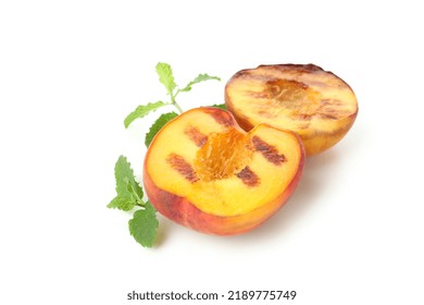 Tasty Grilled Peach Isolated On White Background