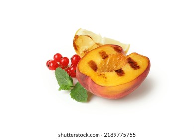 Tasty Grilled Peach Isolated On White Background