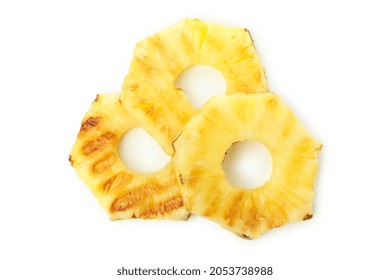 Tasty Grilled Pineapple Isolated On White Background.