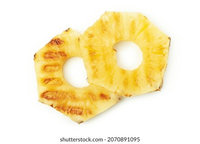 Tasty Grilled Pineapple Isolated On White Background.