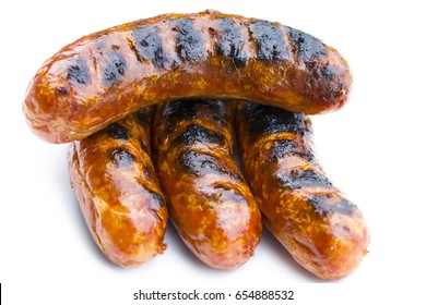 Tasty Grilled Sausage Isolated On A White Background.