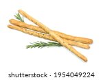Tasty grissini breadsticks isolated on white background