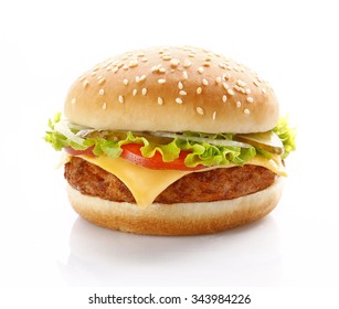 Tasty Hamburger On White Background