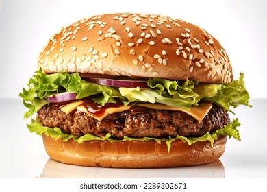 Tasty Hamburger with white Background - Shutterstock ID 2289302671