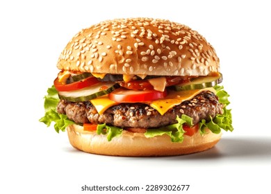 Tasty Hamburger with white Background - Shutterstock ID 2289302677