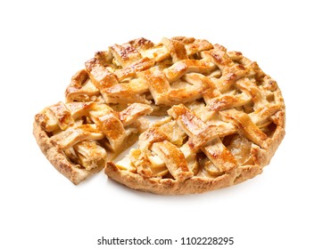 Tasty Homemade Apple Pie On White Background