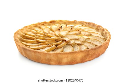 Tasty Homemade Apple Pie On White Background