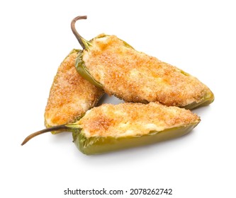 Tasty Homemade Jalapeno Poppers On White Background