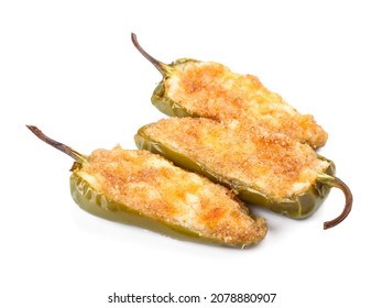 Tasty Homemade Jalapeno Poppers On White Background