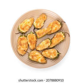 Tasty Homemade Jalapeno Poppers On White Background