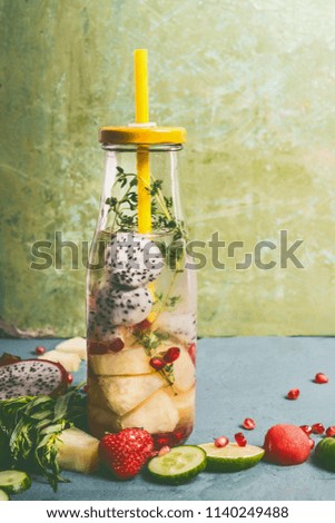 Image, Stock Photo Bottle with fruit and herbs water