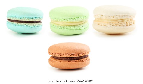 Tasty Macarons Isolated On A White, Collage