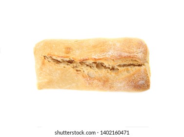 Tasty Mini Baguette Isolated On White, Top View. Fresh Bread