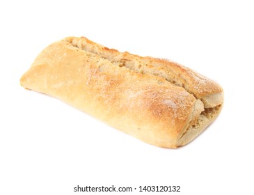 Tasty Mini Baguette Isolated On White. Fresh Bread